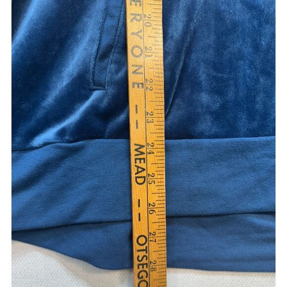 Champion Womens Velour Pullover Sweatshirt Sweater XL Blue Drawstring & Pockets - Picture 7 of 13